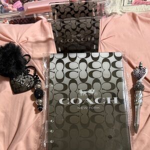 Black and Gray Notebook Set. Includes notebook, pen, pen holder & keychain.